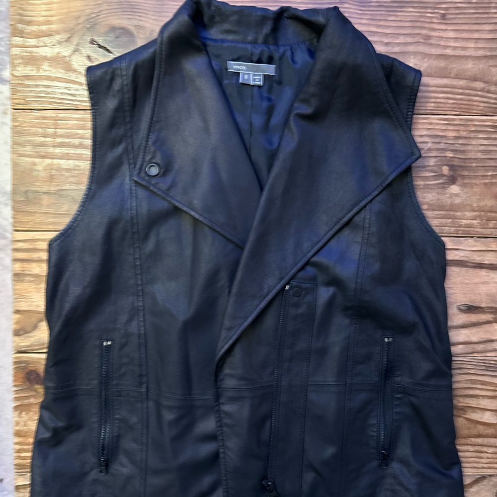 Women’s Black Leather Vest Vince Excellent Condition